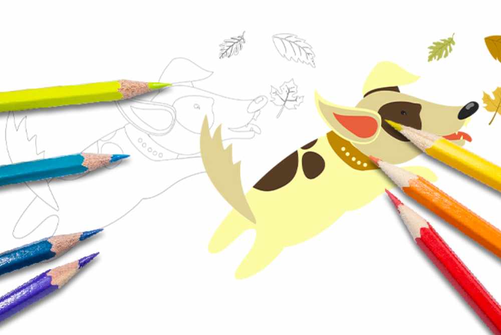 Disegni autunno da colorare per bambini cagnolino