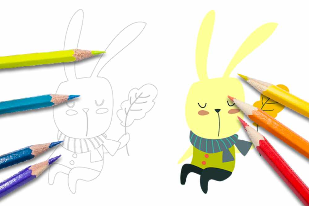 Disegni autunno da colorare per bambini coniglio