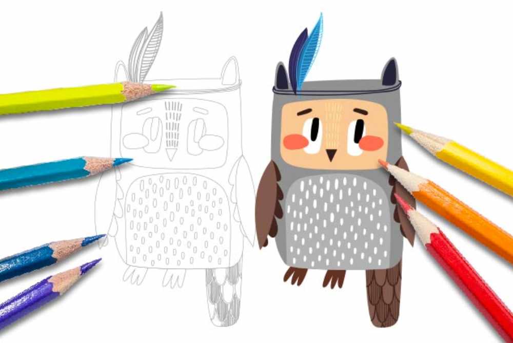 Disegni per bambini da colorare animali gufo