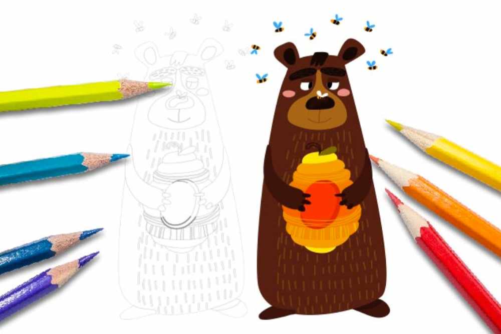Disegni per bambini da colorare animali orso