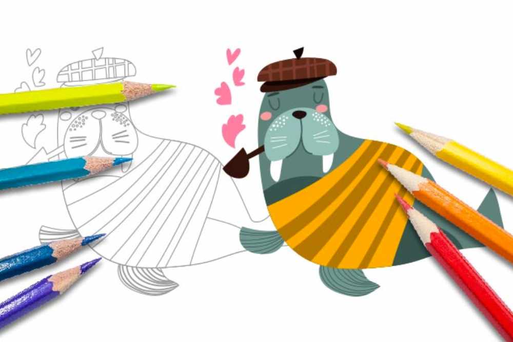 Disegni per bambini da colorare animali tricheco
