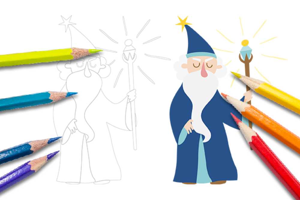 Disegni per bambini da colorare personaggi mago